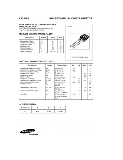 Samsung ksc2786  . Electronic Components Datasheets Active components Transistors Samsung ksc2786.pdf