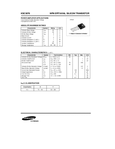 Samsung ksc3076  . Electronic Components Datasheets Active components Transistors Samsung ksc3076.pdf