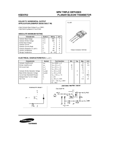 Samsung ksd5702  . Electronic Components Datasheets Active components Transistors Samsung ksd5702.pdf