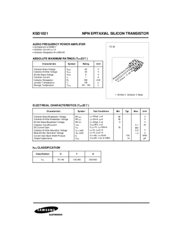 Samsung ksd1021  . Electronic Components Datasheets Active components Transistors Samsung ksd1021.pdf