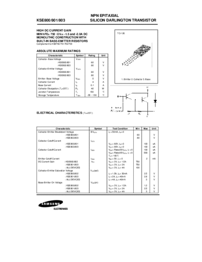 Samsung kse800  . Electronic Components Datasheets Active components Transistors Samsung kse800.pdf