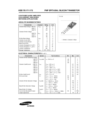 Samsung kse170  . Electronic Components Datasheets Active components Transistors Samsung kse170.pdf