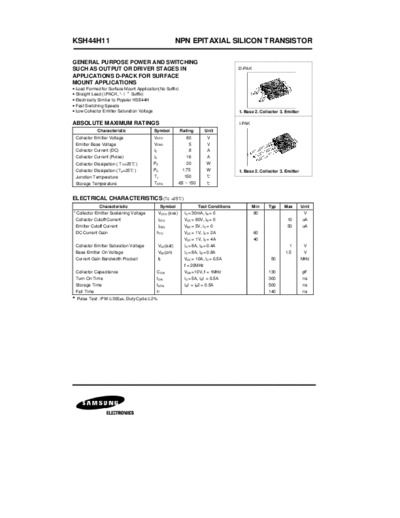 Samsung ksh44h11  . Electronic Components Datasheets Active components Transistors Samsung ksh44h11.pdf
