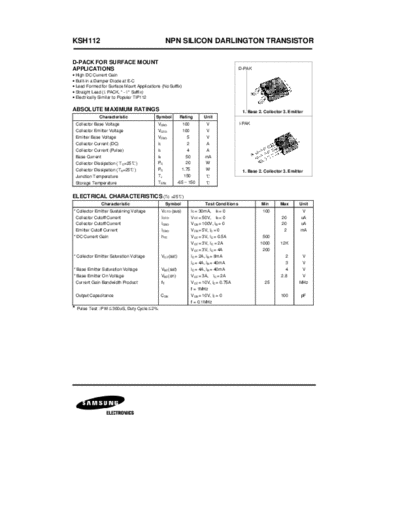 Samsung ksh112  . Electronic Components Datasheets Active components Transistors Samsung ksh112.pdf