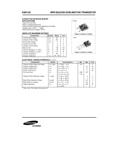 Samsung ksh122  . Electronic Components Datasheets Active components Transistors Samsung ksh122.pdf