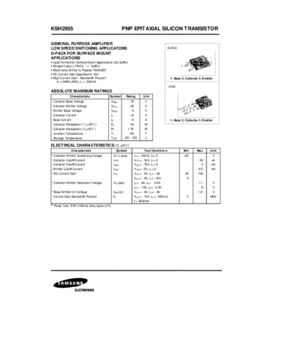 Samsung ksh2955  . Electronic Components Datasheets Active components Transistors Samsung ksh2955.pdf