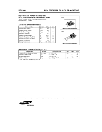 Samsung ksh340  . Electronic Components Datasheets Active components Transistors Samsung ksh340.pdf