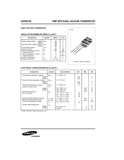Samsung ksp92  . Electronic Components Datasheets Active components Transistors Samsung ksp92.pdf