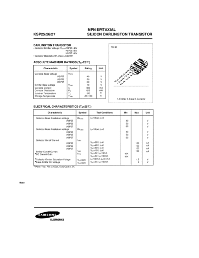 . Electronic Components Datasheets ksp25  . Electronic Components Datasheets Active components Transistors Samsung ksp25.pdf