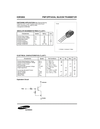 Samsung ksr2006  . Electronic Components Datasheets Active components Transistors Samsung ksr2006.pdf