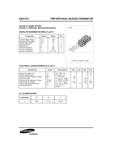 Samsung ksa1013  . Electronic Components Datasheets Active components Transistors Samsung ksa1013.pdf