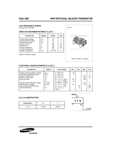 Samsung ksa1298  . Electronic Components Datasheets Active components Transistors Samsung ksa1298.pdf