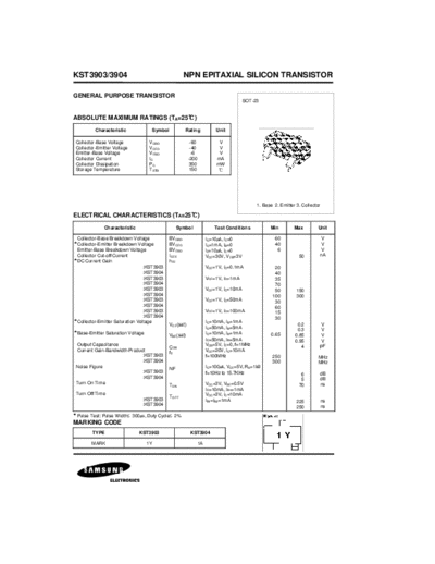 Samsung kst3903  . Electronic Components Datasheets Active components Transistors Samsung kst3903.pdf