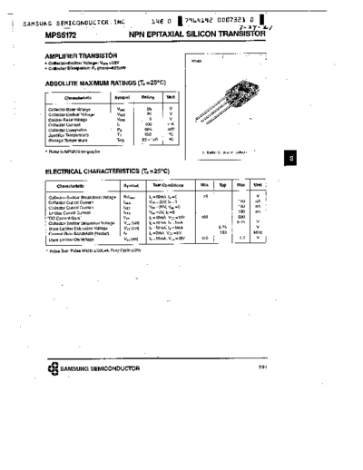 Samsung mps5172  . Electronic Components Datasheets Active components Transistors Samsung mps5172.pdf