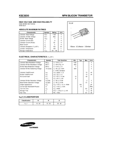 Samsung ksc5030pwd  . Electronic Components Datasheets Active components Transistors Samsung ksc5030pwd.pdf