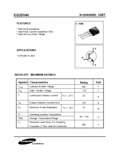 Samsung sgi25n40  . Electronic Components Datasheets Active components Transistors Samsung sgi25n40.pdf