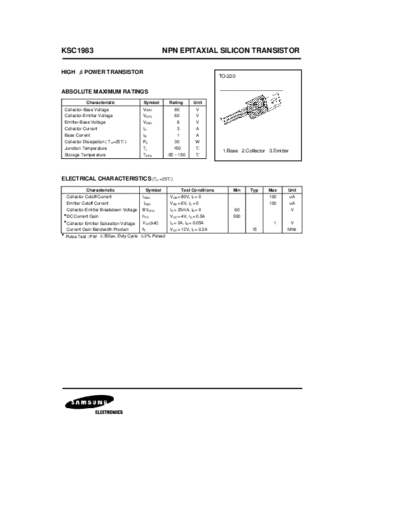 Samsung ksc1983  . Electronic Components Datasheets Active components Transistors Samsung ksc1983.pdf