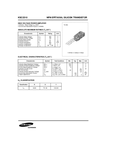 . Electronic Components Datasheets ksc2310  . Electronic Components Datasheets Active components Transistors Samsung ksc2310.pdf