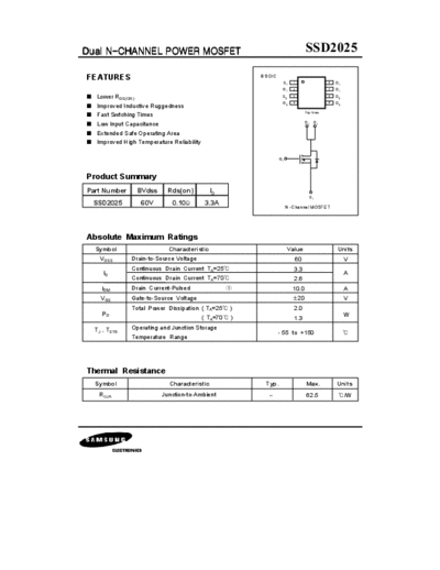Samsung ssd2025  . Electronic Components Datasheets Active components Transistors Samsung ssd2025.pdf
