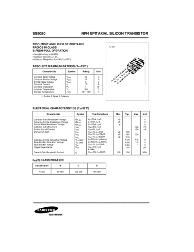 Samsung ss8050  . Electronic Components Datasheets Active components Transistors Samsung ss8050.pdf