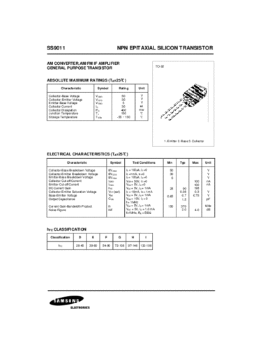 Samsung ss9011  . Electronic Components Datasheets Active components Transistors Samsung ss9011.pdf