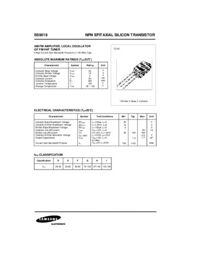 Samsung ss9018  . Electronic Components Datasheets Active components Transistors Samsung ss9018.pdf