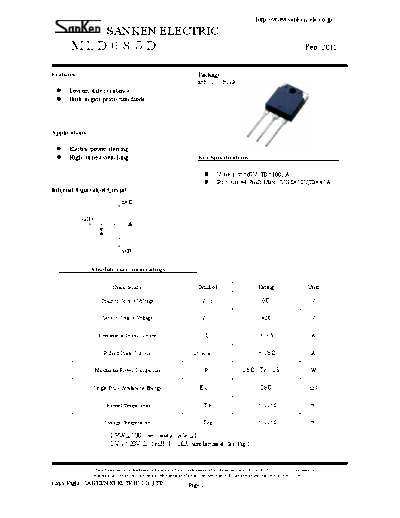 Sanken mld685d  . Electronic Components Datasheets Active components Transistors Sanken mld685d.pdf