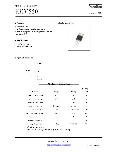 Sanken ekv550  . Electronic Components Datasheets Active components Transistors Sanken ekv550.pdf