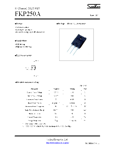 Sanken fkp250a  . Electronic Components Datasheets Active components Transistors Sanken fkp250a.pdf