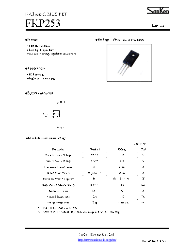 Sanken fkp253  . Electronic Components Datasheets Active components Transistors Sanken fkp253.pdf