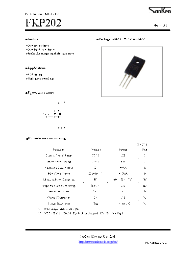 Sanken fkp202  . Electronic Components Datasheets Active components Transistors Sanken fkp202.pdf