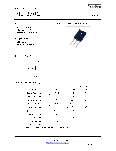 Sanken fkp330c  . Electronic Components Datasheets Active components Transistors Sanken fkp330c.pdf