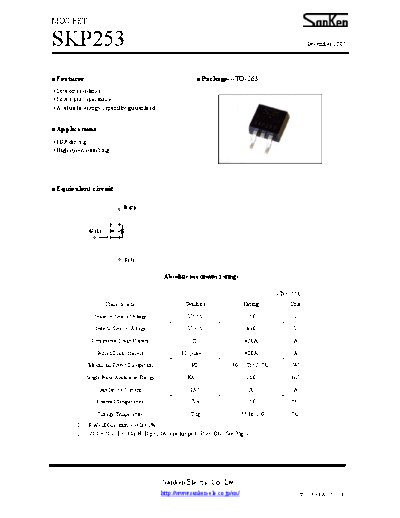 Sanken skp253  . Electronic Components Datasheets Active components Transistors Sanken skp253.pdf