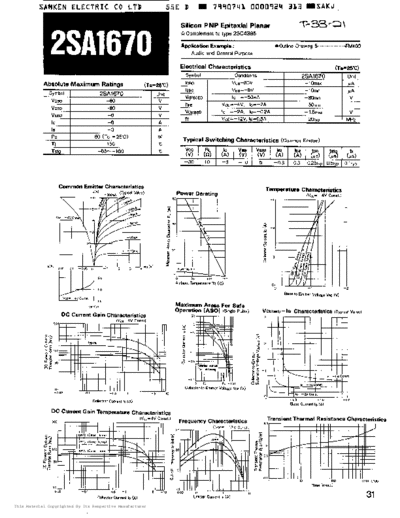 Sanken 2sa1670  . Electronic Components Datasheets Active components Transistors Sanken 2sa1670.pdf