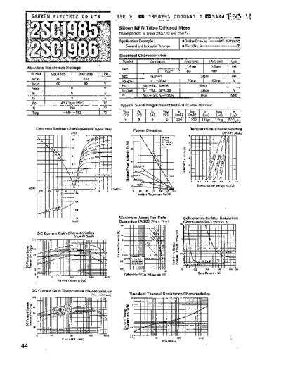 Sanken 2sc1985 2sc1986  . Electronic Components Datasheets Active components Transistors Sanken 2sc1985_2sc1986.pdf