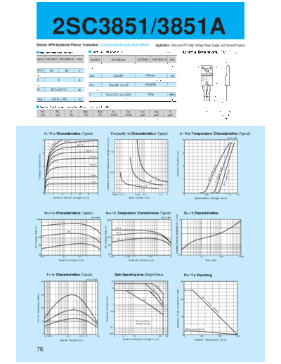 Sanken 2sc3851  . Electronic Components Datasheets Active components Transistors Sanken 2sc3851.pdf