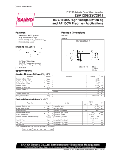 Sanyo 2sa1209  . Electronic Components Datasheets Active components Transistors Sanyo 2sa1209.pdf