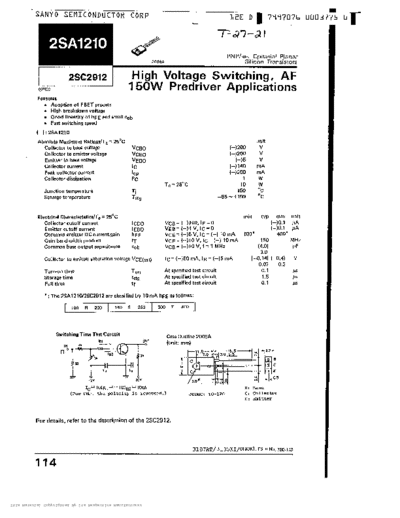 Sanyo 2sa1210  . Electronic Components Datasheets Active components Transistors Sanyo 2sa1210.pdf
