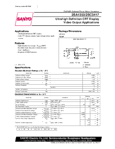 Sanyo 2sa1353  . Electronic Components Datasheets Active components Transistors Sanyo 2sa1353.pdf