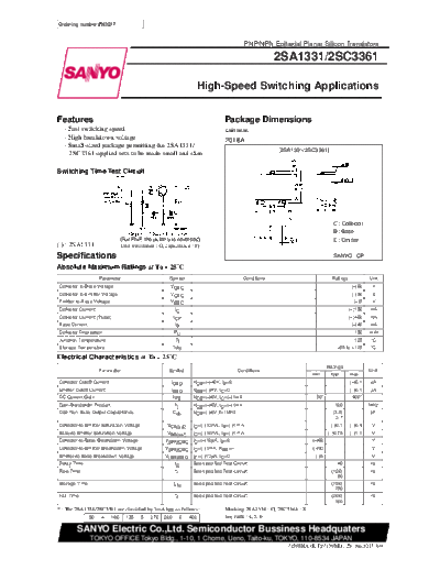 Sanyo 2sa1331  . Electronic Components Datasheets Active components Transistors Sanyo 2sa1331.pdf