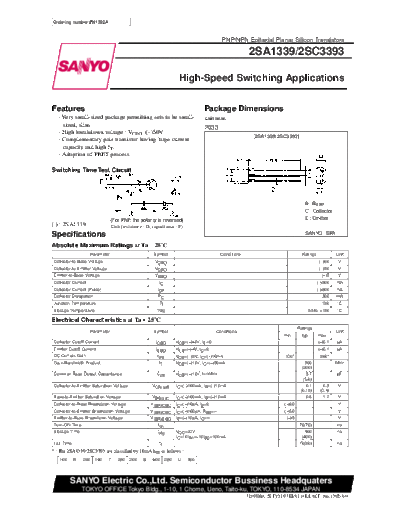 Sanyo 2sa1339  . Electronic Components Datasheets Active components Transistors Sanyo 2sa1339.pdf