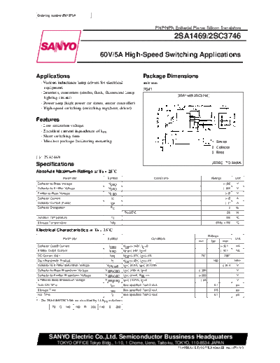 Sanyo 2sa1469  . Electronic Components Datasheets Active components Transistors Sanyo 2sa1469.pdf