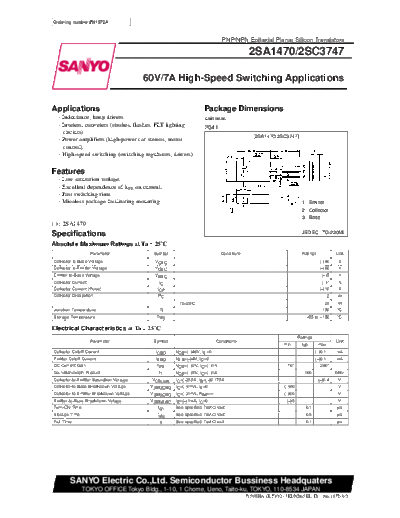 Sanyo 2sa1470  . Electronic Components Datasheets Active components Transistors Sanyo 2sa1470.pdf