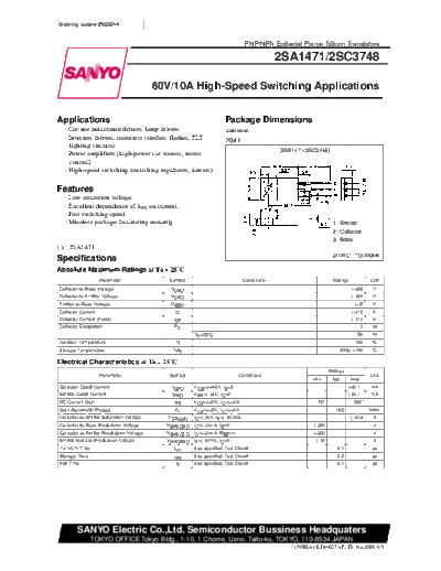 Sanyo 2sa1471  . Electronic Components Datasheets Active components Transistors Sanyo 2sa1471.pdf