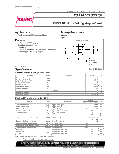 Sanyo 2sa1477  . Electronic Components Datasheets Active components Transistors Sanyo 2sa1477.pdf