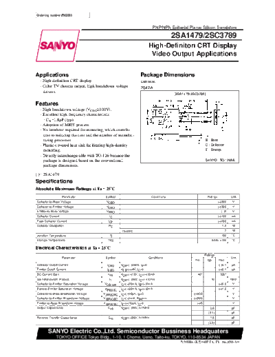 Sanyo 2sa1479  . Electronic Components Datasheets Active components Transistors Sanyo 2sa1479.pdf
