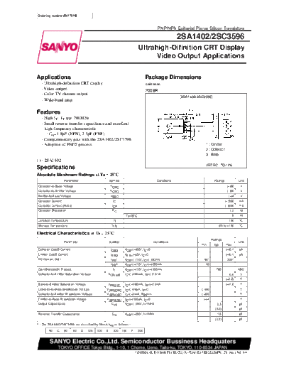Sanyo 2sa1402  . Electronic Components Datasheets Active components Transistors Sanyo 2sa1402.pdf