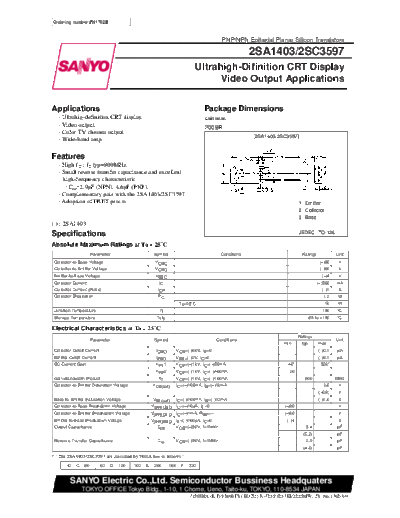 Sanyo 2sa1403  . Electronic Components Datasheets Active components Transistors Sanyo 2sa1403.pdf