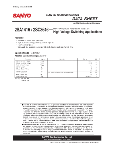 Sanyo 2sa1416 2sc3646  . Electronic Components Datasheets Active components Transistors Sanyo 2sa1416_2sc3646.pdf