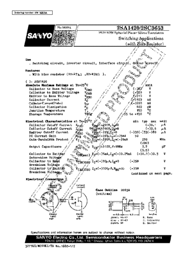 Sanyo 2sa1420  . Electronic Components Datasheets Active components Transistors Sanyo 2sa1420.pdf